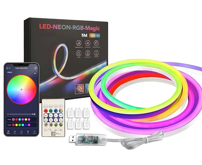 Groeien 5 Meter Smart RGBIC Neon Flex LED Strip Light